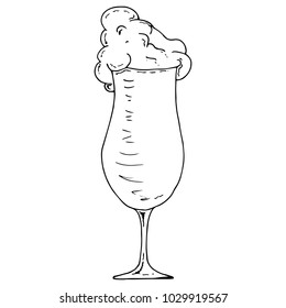 Milk shake. A glass of foam. Vector illustration.