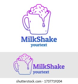milk shake hand drawn logo design. gradient color