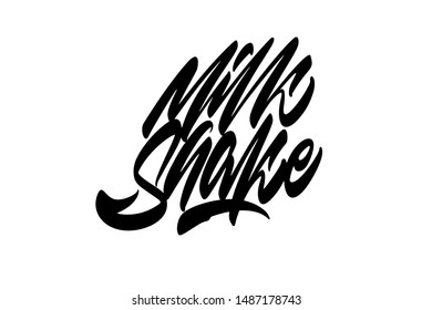Milk shake. Handwritten vector lettering design. Vector calligraphy illustration isolated. Typography for banners, badges, postcard, t-shirt, prints, posters.