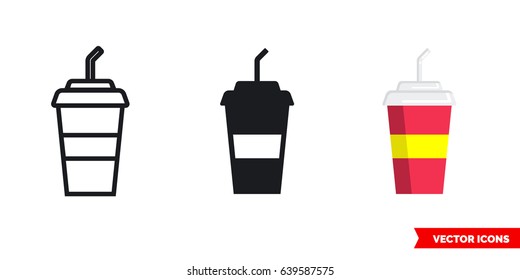 Milk shake icon of 3 types: color, black and white, outline. Isolated vector sign symbol.