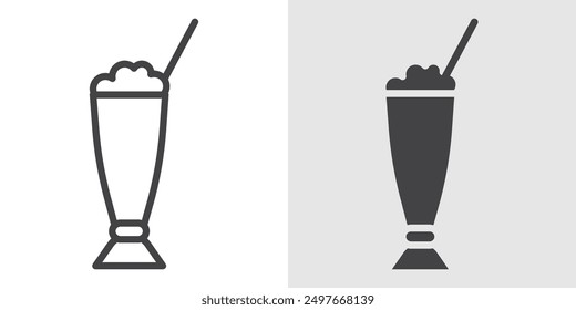 Milk shake icon Black line art vector logo set