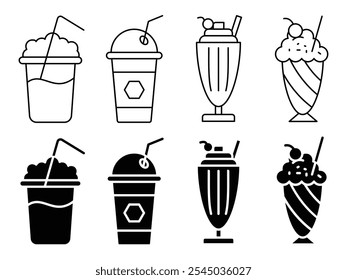 Milk shake icon collection on white background