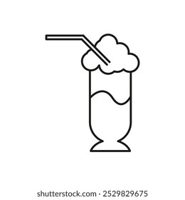 milk shake icon flat line symbol set.