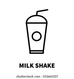 Milk Shake icon or logo in modern line style. High quality black outline pictogram for web site design and mobile apps. Vector illustration on a white background.