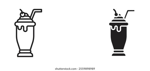 Milk shake Icon set in black color for ui designs