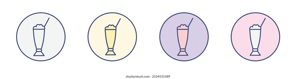 Milk shake icon Thin line flat illustration