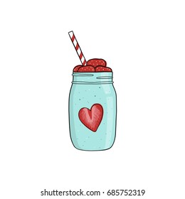 Milk shake illutration with strawberry isolated for stationary, print, poster, wallpaper, poster, t-shirt, bags.