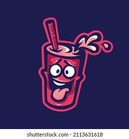 Milk Shake Logo Cartoon Character. Vector logo illustration of milkshake.