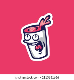 Milk Shake Logo Cartoon Character. Vector logo illustration of milkshake.
