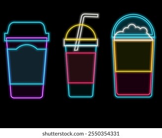 Batido de leche Neon Signs Style Vector de texto.