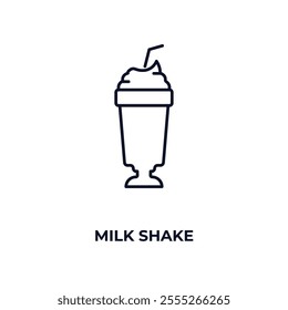 milk shake  outline icon. Linear vector from food concept. Thin line milk shake  icon isolated on white background