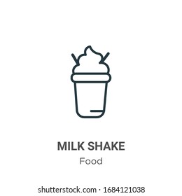 Milk shake outline vector icon. Thin line black milk shake icon, flat vector simple element illustration from editable food concept isolated stroke on white background