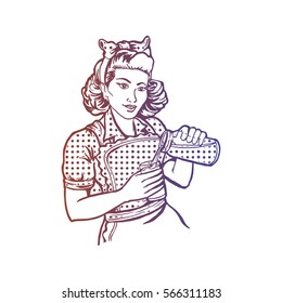 Milk Shake- Retro Women clip art vector 