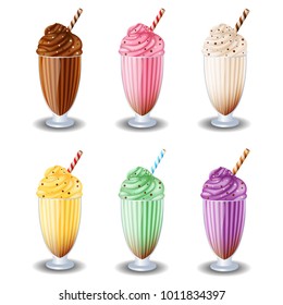 milk shake set on white background