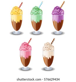 milk shake set on white background