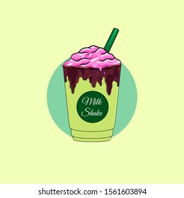 Milk shake vector illustration strawberry, chocolate.
