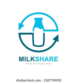 Diseño del logo del vector de la mezcla de leche. Adecuado para negocios, comida y bebida
