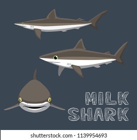 Milk Shark Cartoon Vector Illustration