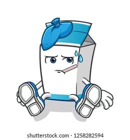 milk sick mascot vector cartoon illustration