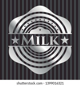 Milk silvery emblem or badge. Vector Illustration. Mosaic.