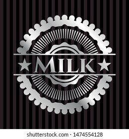 Milk silvery shiny emblem. Vector Illustration. Mosaic.