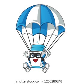 milk skydiving mascot vector cartoon illustration