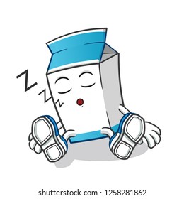 milk sleep mascot vector cartoon illustration