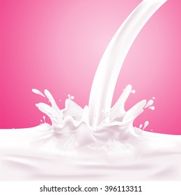 Milk, soy yogurt splashing vector concept