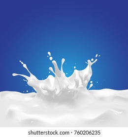 Milk, soy yogurt splashing vector concept