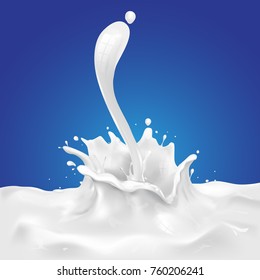Milk, soy yogurt splashing vector concept