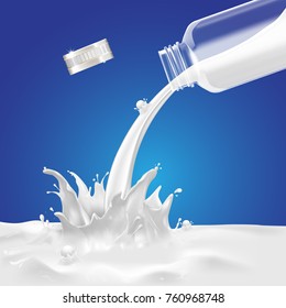 Milk, soy yogurt splashing vector concept
