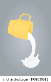 Milk spilled from mug. vector