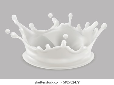 Milk splash. 3d vector icon