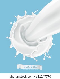Milk Splash, 3D-Vektorsymbol