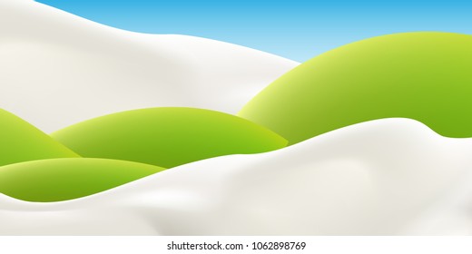 Milk splash advertising poster. Vector mock-up of pouring milk realistic illustration for label ads design