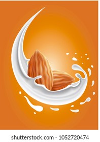 milk splash with almond nuts