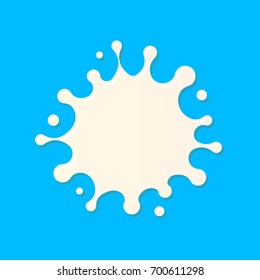 Milk splash blot on beige background. Vector illustration top view. Milky fresh product logo element template