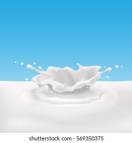 Milk splash in blue background - Shutterstock ID 569350375