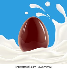 Milk splash with chocolate egg