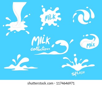 milk splash collection , set ,vector, clear background