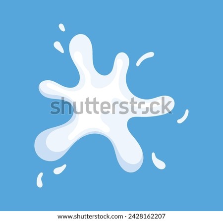 Milk splash of colorful set. In this captivating illustration, milk splashes and drops are rendered with precision and grace, adding visual interest to the calming blue hues. Vector illustration.