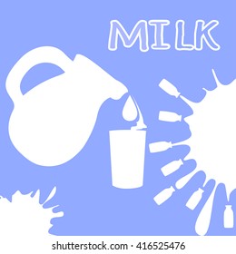 Milk splash, cup of milk. 