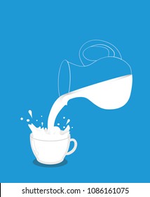 Milk splash, cup, jar. Vector illustration EPS10. 