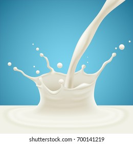 Milk splash design for dairy products packaging design. Vector illustration.