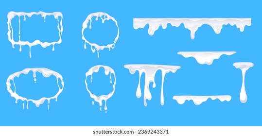 Milk splash drop liquid cream abstract isolated set. Vector flat graphic design illustration
