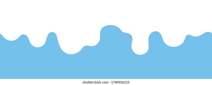 Milk splash drop. Seamless upper border pattern. Flat vector illustration. 