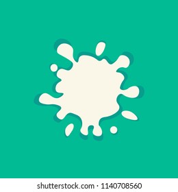 Milk splash and drops round shape top view green background vector illustration
