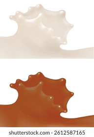 milk splash flow hot milk splashes chocolate caramel vector illustration realistic