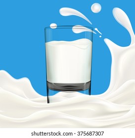 Milk splash with glass