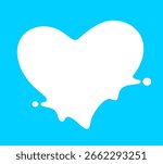 Milk splash in heart shape on blue background, symbolizing love, purity, and care, perfect for dairy, milk ads, or health concepts
